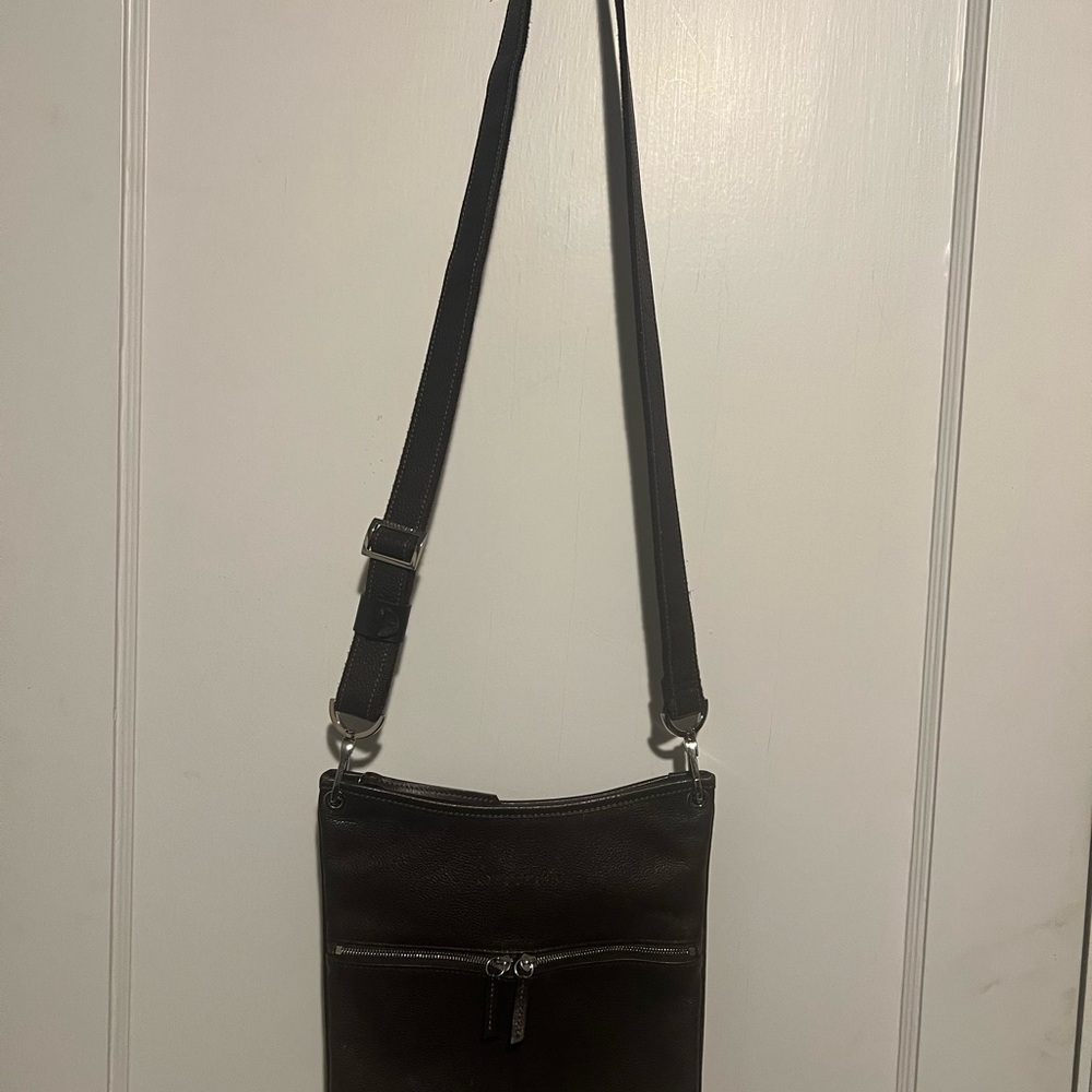 Brown Longchamp Leather Crossbody Bag